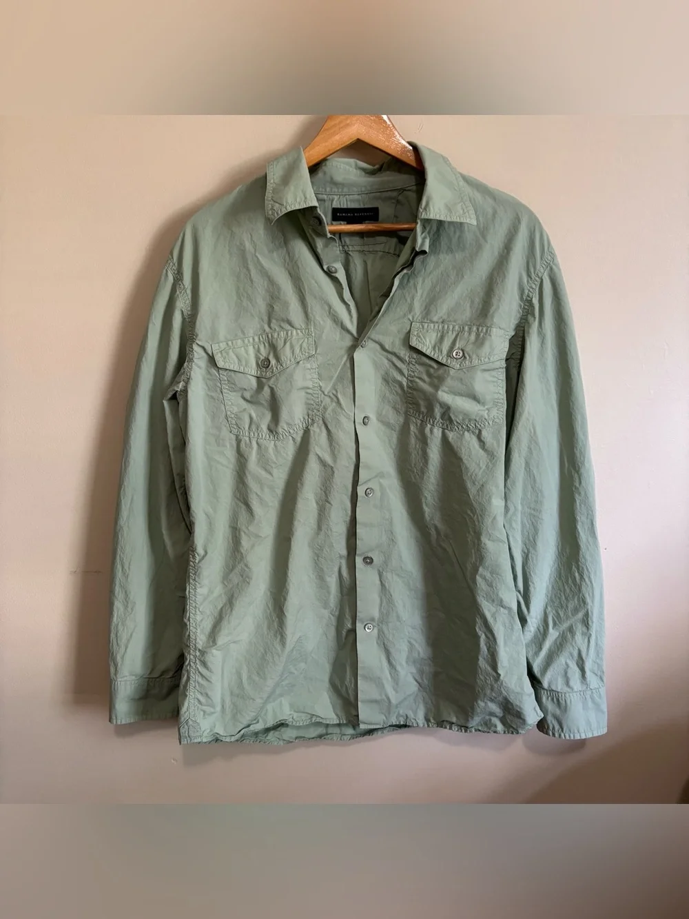 Banana Republic Sage Green Utility Button-Up Shirt Cotton Men’s Large